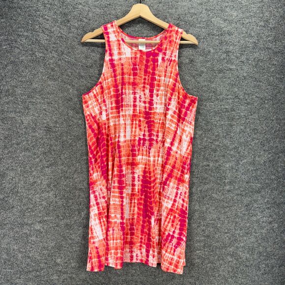 West Loop Dress Women L Large Red Animal Print Shift Midi Sleeveless Rayon - Picture 1 of 6